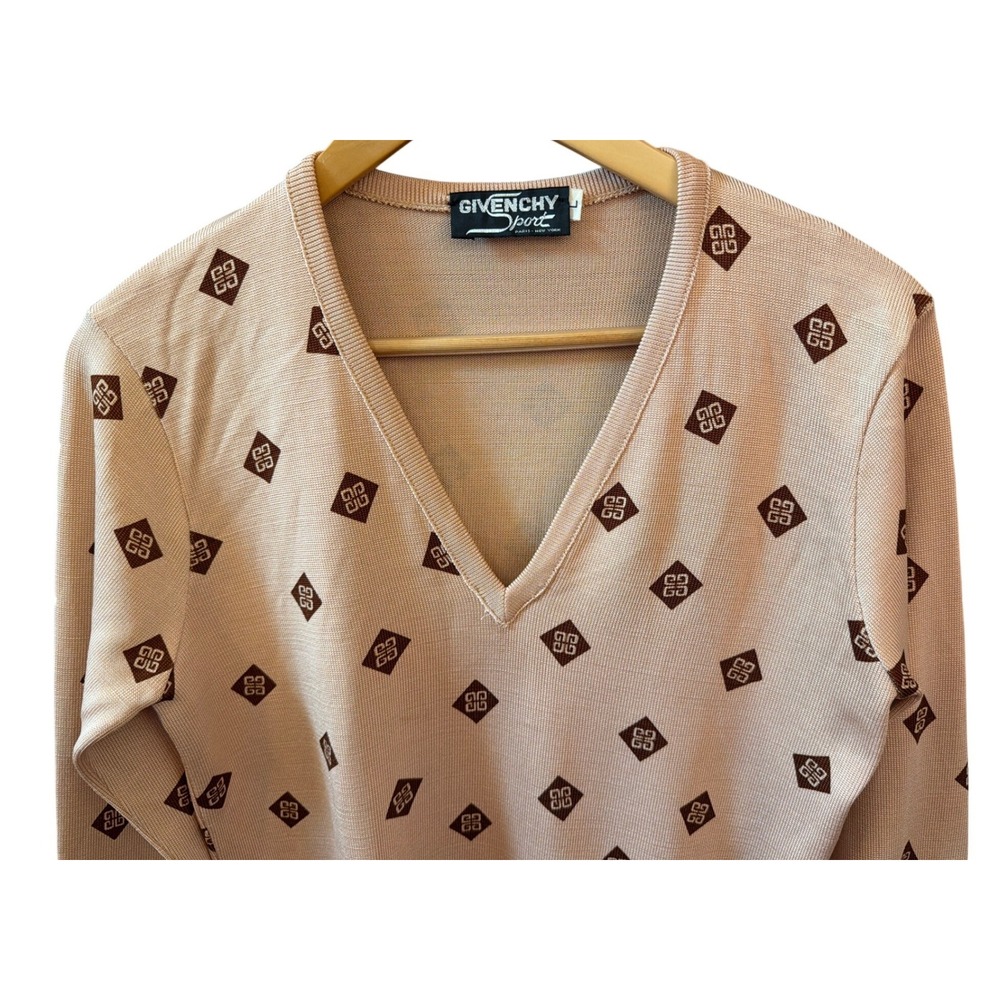 Vintage Givenchy Sport V-Neck Sweater Old Money Quiet Luxury Preppy Monogram G - Picture 2 of 5